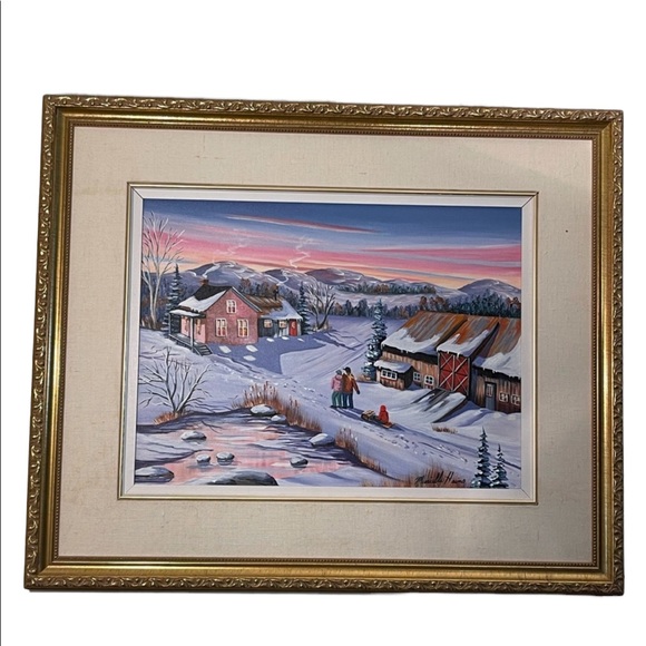 Murielle Hains  signed Oil on Canvas winter scene Painting - Picture 3 of 16